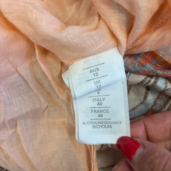 $500 NICHOLAS Women Asilah Orange Printed Linen Hourglass Dress Tie-Front Size 8 - Picture 14 of 15